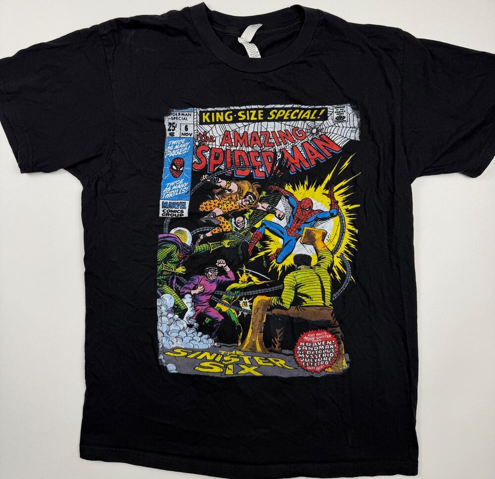 Marvel Amazing Spider-Man Sinister Six Graphic T-Shirt Men's Medium Black